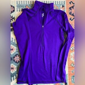Nike Pro Pullover Top Womens Purple 1/2 Zip Fleece Hyperwarm DriFit S